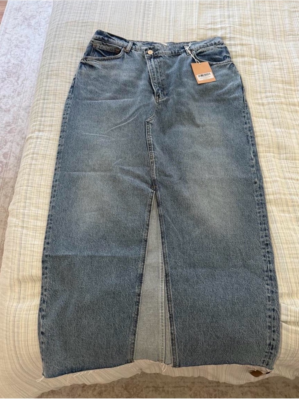 Reformation Nila Long Denim Skirt Galway Size 31 NWT